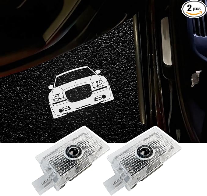 Car Door Logo Lights Puddle Lights Compatible with 300 300C 300S 2005-present LED Puddle Lamps Projector Door Shadow Light Accessories (Pattern 3)