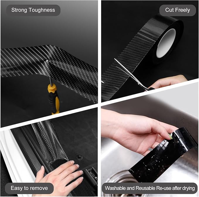 Storystore Universal Car Door Edge Guard, 4In x 33Ft Door Sill Protector, Automotive Anti-Collision Strip for Car Door Edge/Front and Rear Bumper/Door Sill Protector, Black