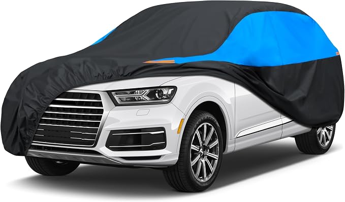 MORNYRAY Waterproof Car Cover All Weather Snowproof UV Protection Windproof Outdoor Full car Cover, Universal Fit for Sedan (Blue, S6-Fit SUV Length(222-240 inch))