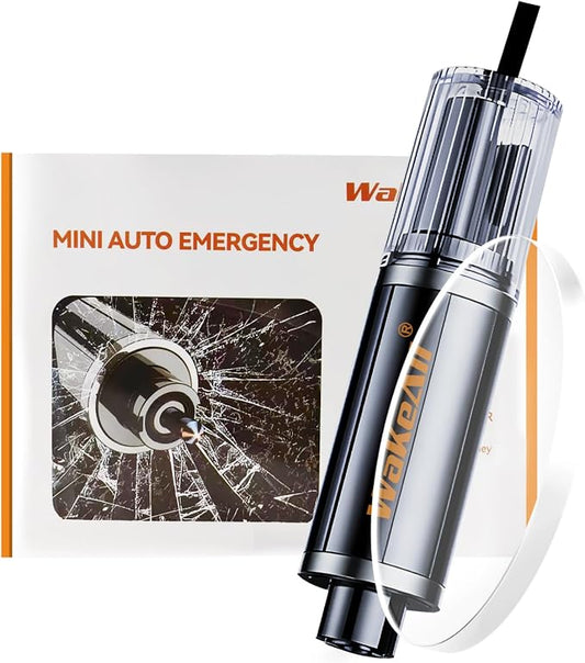 Window Breaker Seatbelt Cutter, Emergency 2‑in‑1 Car Escape Keychain Tool, Safe Hammer Glass Breaker Under Water–Compact, Durable Emergency Rescue Device for Drivers & First Responders, Premium Black