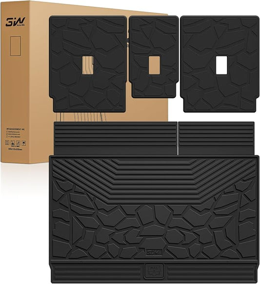 3W Cargo Liner & Seat Back Mats for 2025 2026 Ford Expedition MAX 7/8 Seats,TPE All Weather Protection Car Trunk Liners Covering The Backrest,Cargo Accessories