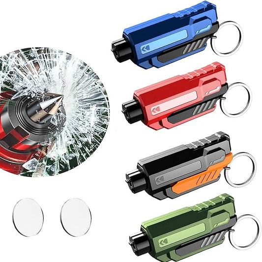 Upgraded Safety Hammer,Safe Hammer Glass Breaker Under Water,Life Hammer Car Escape Tool,Window Breaker and Seatbelt Cutter Keychain for Cars (Red+Orange+Blue+Green)