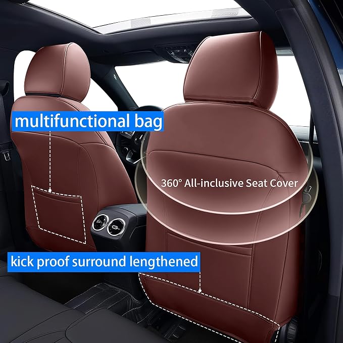 AOMSAZTO Seat Covers for Honda Civic Hatchback 2022-2024 Full Set Burgundy | Custom Fit Sport LX & Hatchback Hybrid Sport Seat Covers, Water Resistant Faux Leather, Pet friendly, Anti-scratch