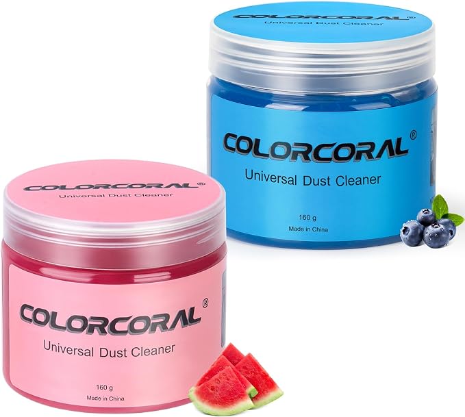 ColorCoral Cleaning Gel 2Pack for Office Products Cleaning,Keyboard Cleaner Dust Clean Gel for Car Interior Cleaning,Car Putty Reusable Slime goo for Vehicle Vents,Laptop(Navy Blue, Rosed Red)