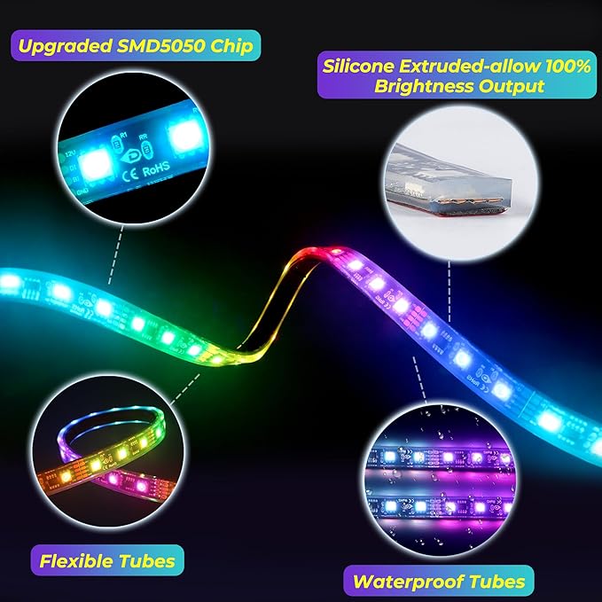 12PCS 12V-72V Golf Cart Lights, RGB Led Underglow Light Kit with 2 Remotes and App Control, Voltage Reducer, Waterproof, Sound Active, Battery Drain Protect Kill Switch Golf Cart Led Lights
