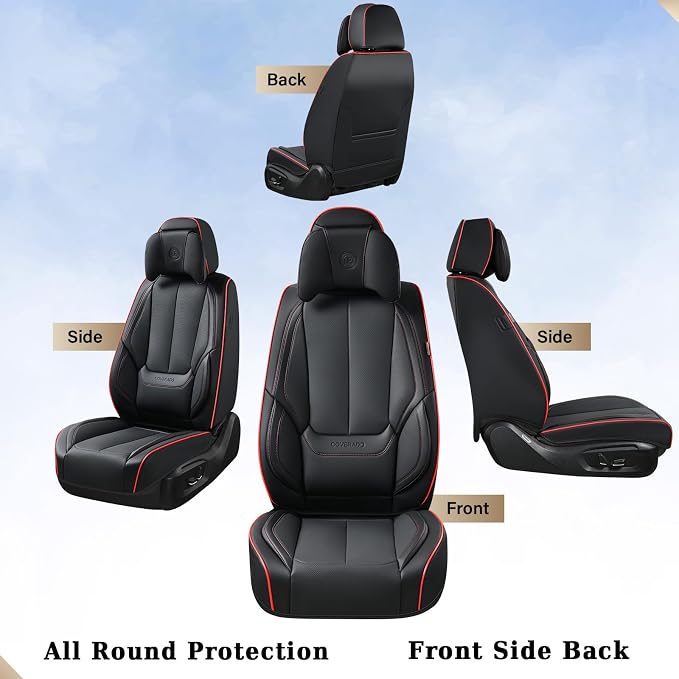 Coverado Car Seat Covers, Seat Covers for Cars, Waterproof Leather Auto Seat Protectors, Leather Car Seat Cushion, Car Interiors Accessories Universal Fit for Most Cars