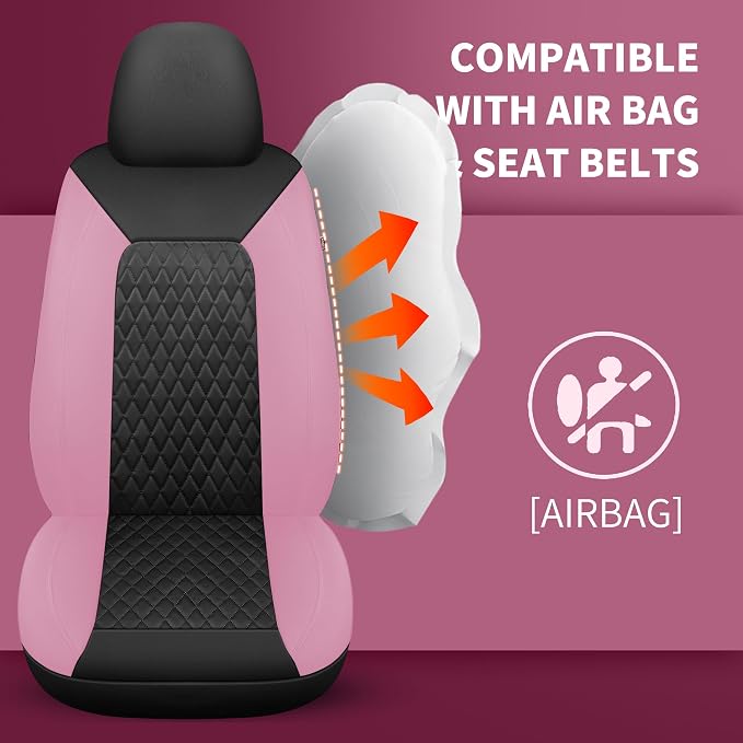 HChengkikz Faux Leather Full Set Car Seat Covers, Front & Split Rear | Bench Seat Protectors, Easy to Install Universal Fit for Sedans, Trucks, Vans, SUVs Automotive Interior Accessories