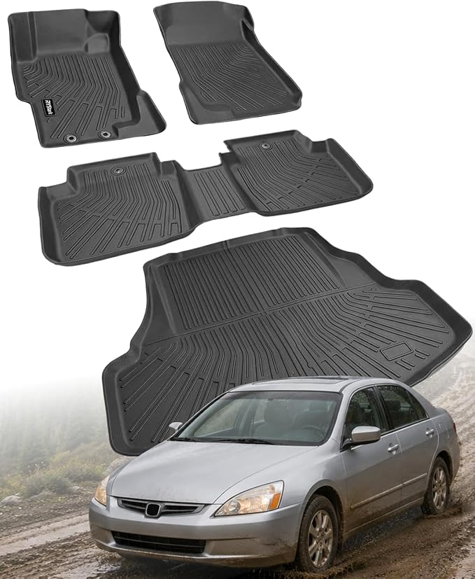 Compatible with Honda Accord 2003-2007(Gas)(Only Sedan) Floor Mats & Cargo Liner,All Weather Protection TPE, Anti-Slip Floor Mats & Trunk Mat for Accord 2003 2004 2005 2006 2007 Accessories