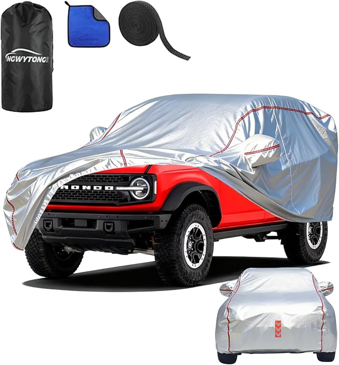 Car Cover Waterproof All Weather for Ford Bronco 2020-2025,All-Around Fastening and 4 Upgrades, 120s Quick-Install for Car Cover