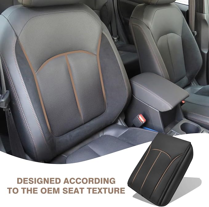 Muslogy Center Console Armrest Cover Fit for Subaru Forester 2025 Accessories, Comfort Armrest Pad Console Lid Cushion Protector Vegan Leather 1-Inch Extra Thick