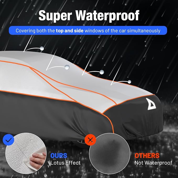 Favoto Hail Protector Car Cover Waterproof Sedan Car Cover | Hail Snow Rain Protection Padded Outdoor Heavy Duty with Reflective Strips Full Exterior Cover Fit for Sedans up to 194"