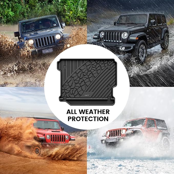 LASFIT Cargo Mat for Jeep Wrangler JL 2018-2026 4 Doors Without SUBWOOFER | Not for JK/Not PHEV/Not 2-Door, All Weather, TPE, Custom Fit, Trunk Mat, for Flat Load Floor, Gas Type, Black