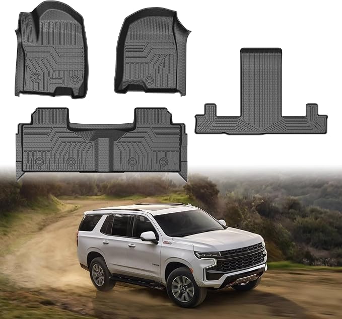 Mixsuper Floor mat for Chevrolet Chevy Tahoe/GMC Yukon 2021-2026 7 Seats(Not for 8 Seats, Yukon XL),All Weather TPE Rubber Floor Liners Protection for Tahoe Accessories,3 Row Anti-Slip Car Mats, Black