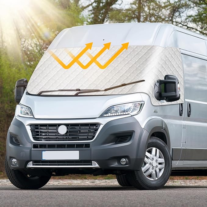Windshield Sun Shade for 2014-2026 Dodge Ram Promaster, External 5-Layer Reflective Sunshade for 2014-2026 Dodge Ram Promaster