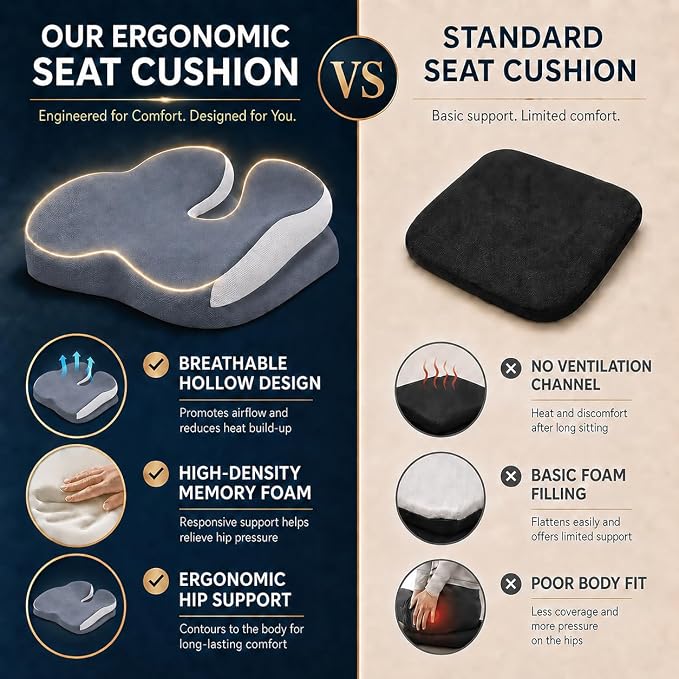 Seat Cushions for Office Chairs Wheelchair Cushion for Long Sitting Back Pain，Memory Foam Seat Car Computer Desk Chair Cushion，Coccyx Cushion for Tailbone Pain Relief Cushion Office Chair Butt Pillow | Suitable for prolonged sitting, relieves tailbone ...