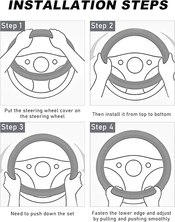 15 Inch Leather Steering Wheel Cover, Breathable Anti-Slip Steering Wheel Protector Cover, Elastic Soft Comfortable Universal Wheel Cover for Men and Women, Car Accessories (Black)