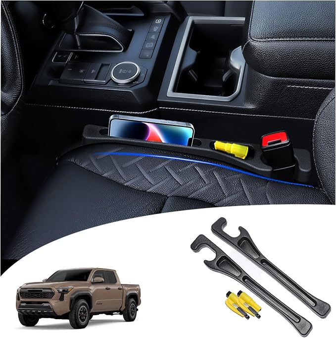 LLXGAB【Compatible with Toyota Tacoma Seat Gap Filler,No Drop Seat Guard Compatible with Toyota Tacoma,Drop Seat Guards for Cars(2Pcs),Emergency Keychain Car Escape Tool(2Pcs)