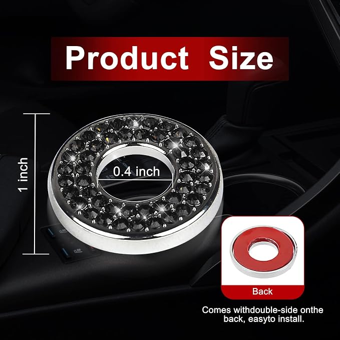 4 Pack Bling Car Inner Door Lock Covers, Rhinestones Pull Rod Bolt Decoration Stickers, Auto Universal Sparkly Door Bolt Cap, Compatible with Mercedes-Benz A/B/C/D/E Class (Black)