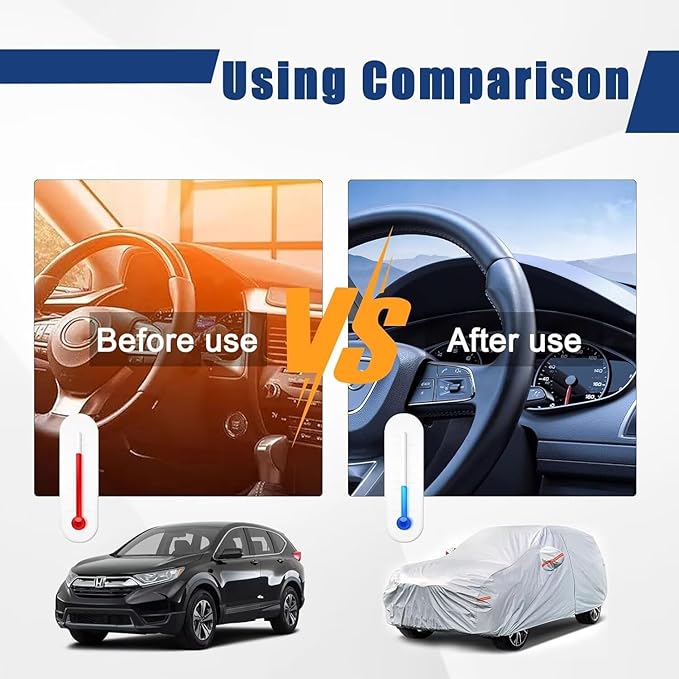 Kayme 6 Layers SUV Car Cover Custom Fit for Toyota C-HR (2017-2026), Waterproof All Weather for Automobiles,Rain Sun UV Protection.Silver