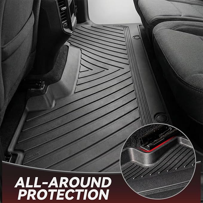 YITAMOTOR Floor Mats Fit for 2025-2026 RAM 1500 Crew Cab w/o Rear Under-Seat Storage Bucket Seat, All Weather TPE Custom Fit Waterproof Floor Liners for RAM 1500 Accessories 1st & 2nd Row, Black | w/o Rear Under-Seat Storage|Bucket Seat| All Weather TP...