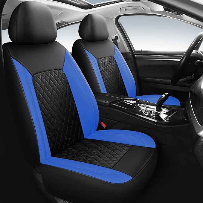 HChengkikz Faux Leather Front Car Seat Covers, 2 Pack Seat Protectors | Easy to Install Auto Interior Accessories Universal Fit for Sedans, SUVs, Trucks, Vans