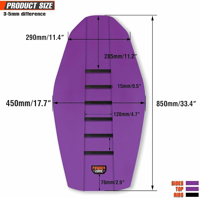 Motorcycle Universal Seat Cover Non-Slip Rubber Striped Gripper Soft Sewing for CRF WR WRF RMZ YZF SXF EXC EXC XC SX CR KLX Dirt Pit Bike Motocross Off Road (Purple)