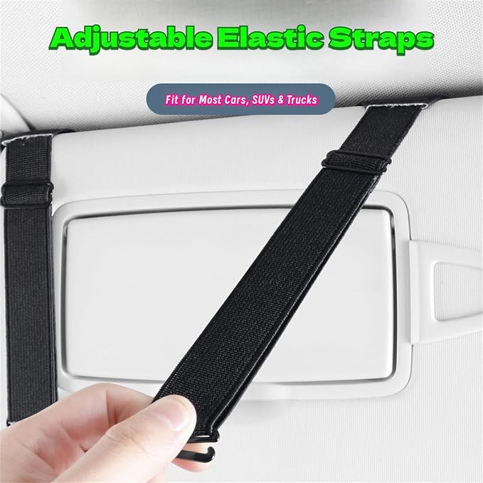 Car Visor Organizer, Multi-Pocket Sunvisor Storage with Sunglass Holder, Document Holder and Visor Card Clip, Fit for AUTO SUV & Truck, Leather Car Accessories Interior (Black)