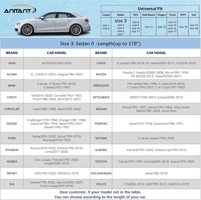 Durability Waterproof All Weather Small Car Cover for Automobiles Sedan Protector Outdoor Car Cover for Automobiles Fit Audi A3 Under 179"