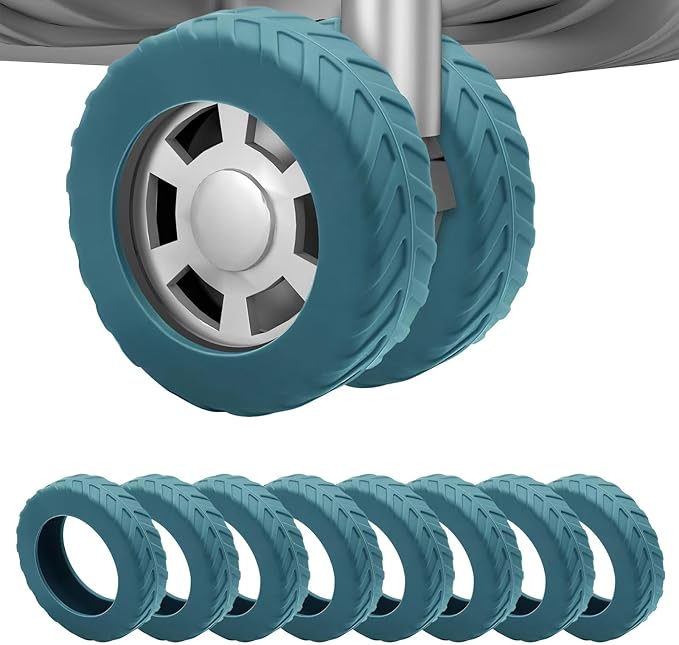 8Pcs Luggage Wheel Covers,Fits 2-2.4'' Suitcase Wheel, Lake Blue | Carry On Luggage Wheels Protector,Upgraded Luggage Travel Accessories,Helps reduce daily rolling noise and surface wear.