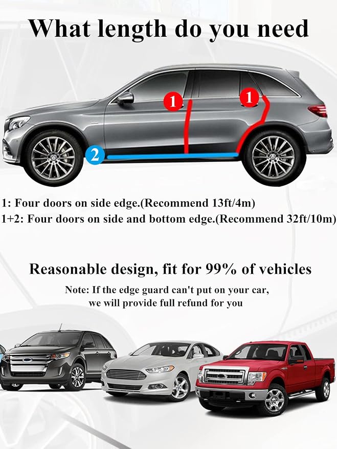 SYOAUTO 13Ft(4M) Door Edge Guard Black Car Door Protector Edge Guards Rubber Auto Door Trim U Shape Build in Metal Sheet No Need Adhesive Easy to Cut Fit for Most Vehicles