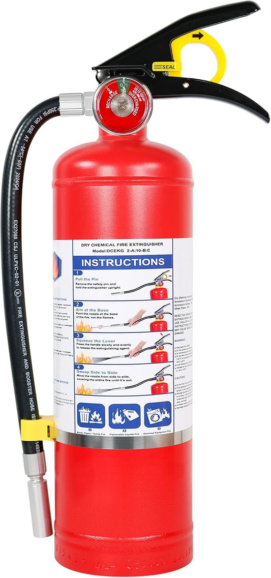 5 lb ABC Dry Chemical Fire Extinguisher with Wall Mount, 2A:10B:C Rated | All-Metal Valve, Quick-Release Bracket, 1 Pack Large Fire Extinguisher for Home, Garage, Factory, Car, Truck, Vehicle, Boat