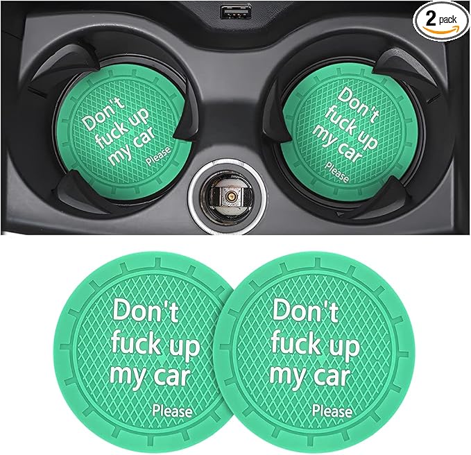 8sanlione 2 Pack Car Cup Holder Coasters, 2.75 Inch Non-Slip PVC Insert Cup Coaster, Anti-Scratch Auto Cup Mats for Women Men, Vehicle Interior Accessories for Car, SUV, Truck (D Light Green/2PCS)