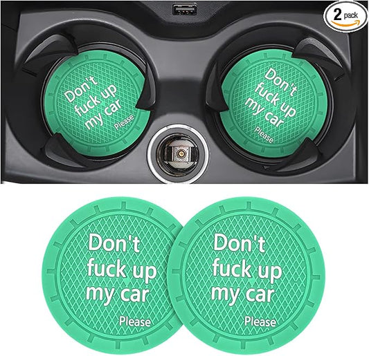8sanlione 2 Pack Car Cup Holder Coasters, 2.75 Inch Non-Slip PVC Insert Cup Coaster, Anti-Scratch Auto Cup Mats for Women Men, Vehicle Interior Accessories for Car, SUV, Truck (D Light Green/2PCS)