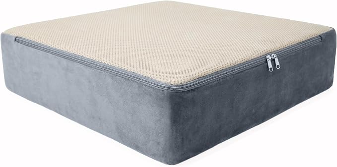 Soft 20x20x5 Memory Foam Recliner Chair Seat Cushion for Long Sitting - Armchair Pad with Washable Velvety Cover & Non-Slip Base for Seniors & Elderly - Gray