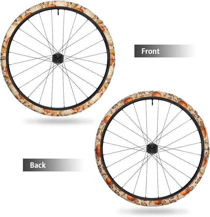 Wheelchair Tire Covers Turkey Pumpkin Maple, Thanksgiving Day | Protective Cover for Wheels 24 Inch Wheelchair Tire Cover to Protect Floors Carpets for Indoor Use Tires