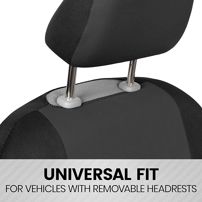 BDK PolyPro 2-Pack Front Car Seat Covers Set in Charcoal/Black - Front Seat Covers for Cars Trucks Vans SUVs Sedans, Easy to Install Front Car Seat Cover Protection, Universal Fit Car Accessories