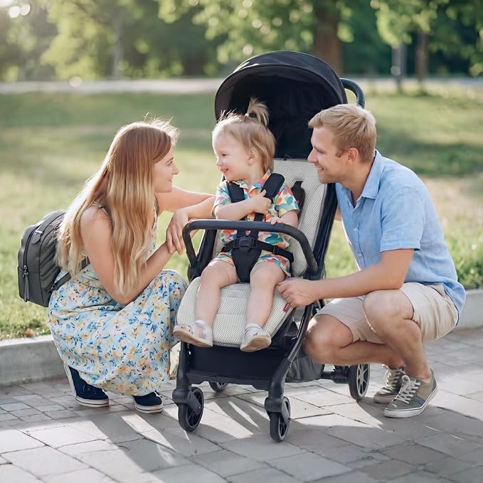 Momcozy Reversible Stroller Seat Liner, Water-Resistant & Easy Clean Side, Breathable & Comfortable Mesh Side, Universal 3-Hole Adjustable Design, All-Season Cushion Pad for Strollers, Carriages