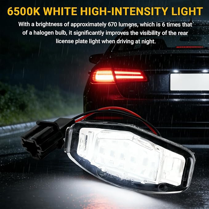 2PCS LED License Plate Lights, 6500K White Super Bright Tag Lamp Assembly Replacement, 18-SMD License Compatible with Honda Accord Sedan Odyssey Civic Pilot & Acura MDX TSX TL ILX RDX RL