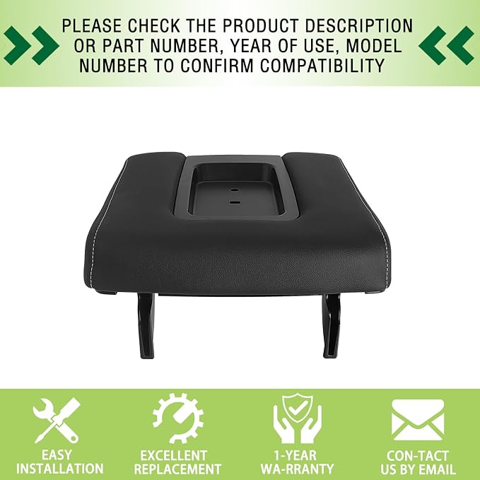 Front Seat Center Console Armrest Lid with Base Black Compatible with 2014-2019 Chevrolet Chevy Silverado Suburban Tahoe GMC Sierra Yukon XL Replaces 22881398 22876379