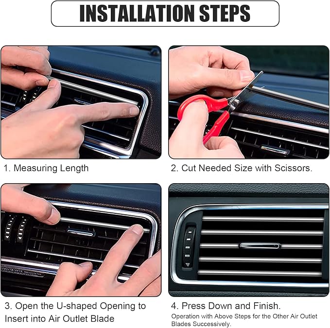 20 Pieces Universal Car Air Conditioner Vent Trim Decoration Strip Accessories, Waterproof Flexible Shiny Auto Car Interior Accessories for All Air Vent Outlets