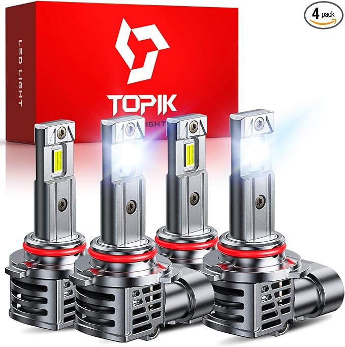 TOPIK 9005 9006 LED Light Bulbs Combo, 6500K 80000LM 800% Brighter | HB3 HB4 Light Bulbs, 3 Min Quick Install, 20 Years Lifespan, No Flicker, 99% Compatibility, 4PCS