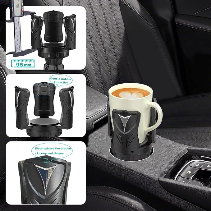 Adjustable Car Cup Holder Expander, Cup Holder for Car with Rubber Pad for 10-64ozYeti Hydro Flask Stanley Owala Coffee Cup Water Bottles, Universal Cupholder Adapter with Adjustable Base