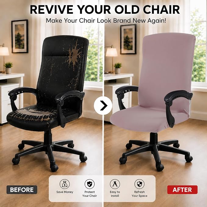 DIVA EN CAMINO DEC Universal Office Chair Cover with Durable Zipper, Soft Stretch Slipcover for High Back Chair