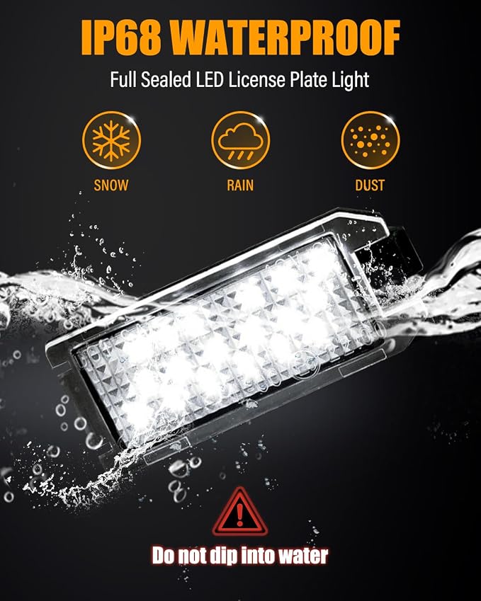 LESAUCE LED License Plate Light for 2014-2022 Jeep Cherokee Compass Patriot, 6000K White, High Brightness & Waterproof Tag Lamp Assembly Replacement, Plug and Play, Pack of 2