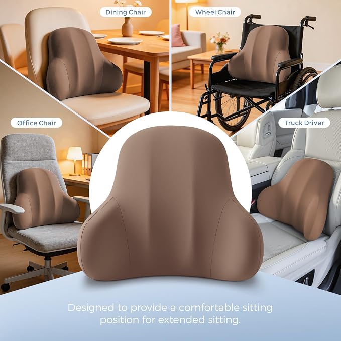 BABUR Ergonomic Memory Foam Lumbar Support Pillow for Car, Back Pain Relief | Ergonomic 100% Memory Foam, Back Pain Relief, Comfort Lower Back Support for Office Chairs, Car Seat, Wheelchair