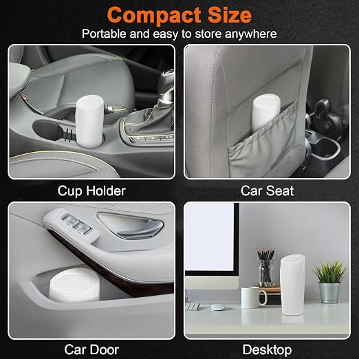 Car Trash Can, 2 Packs Mini Car Garbage Can Cup Holder with Lid | Leakproof Car Trash Bin with 60 Trash Bags, Vehicle Front Back Seat Organizers and Storage for Car, Home, Office, White