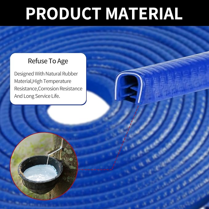 Car Door Edge Guards, 16Ft Rubber Seal Car Door Edge Trim, U Shape Door Edge Protector Guard, Aluminum Weather Proofing Automotive Door Edge Molding Protection for Most Car (Blue, 16Ft)