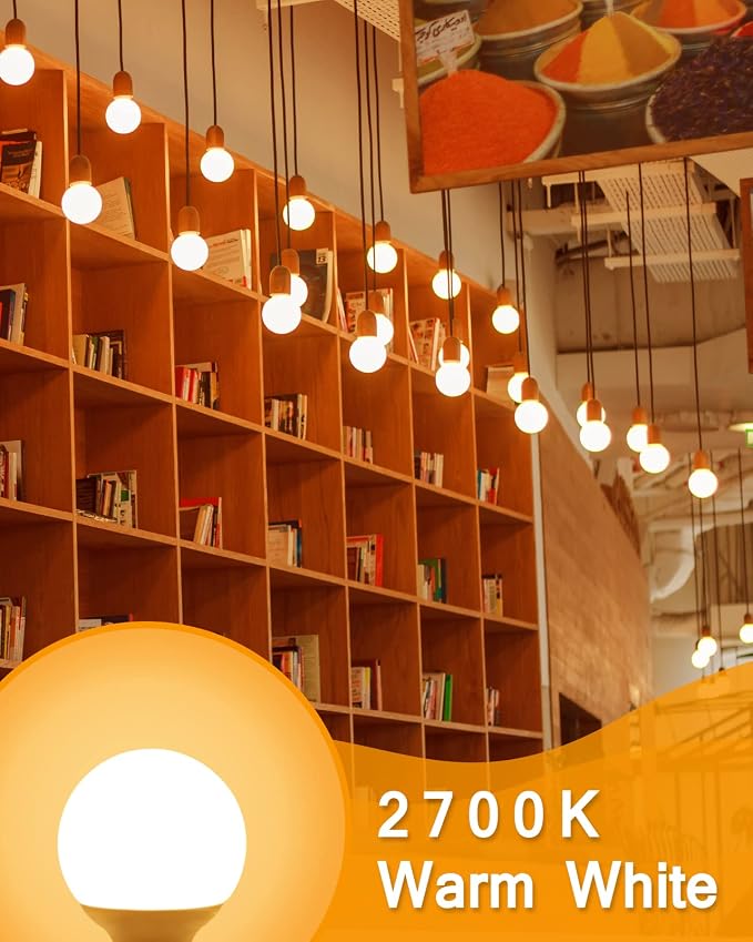 8 Pack Warm White LED Globe Light Bulbs for Bathroom, 120V 60 watt Equivalent, E26 Medium Base, Not Dimmable Vanity Light Bulbs Round, 2700K G25 LED Bulb Over Mirror