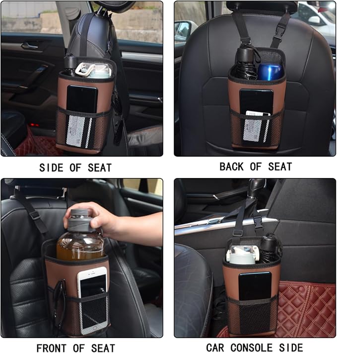 Large Car Cup Holder Expander Big Drinks Holder Bag (Black-US Flag) | Fits Large 24/36/40/46oz Water Bottles,- Universal Auto Vehicle for Cars, SUV & Truck RV's golf-carts
