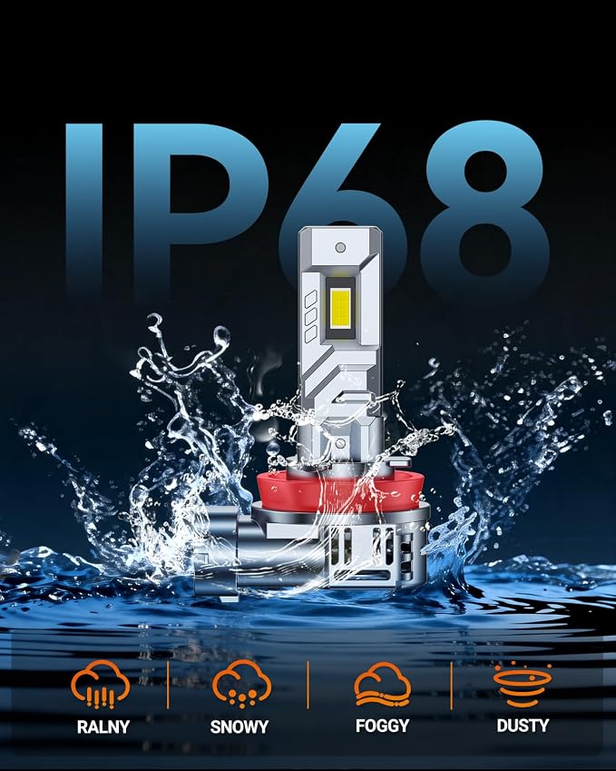 SEALIGHT H11 Fog Bulbs, 55000LM 1000% Brightness H11/H8/H9 Light Bulbs, 6500K Cool White Bulbs with 18000RPM Fan, Plug and Play ATV/UTV, 12-Year Extended Lifespan IP68 Waterproof, Pack of 2